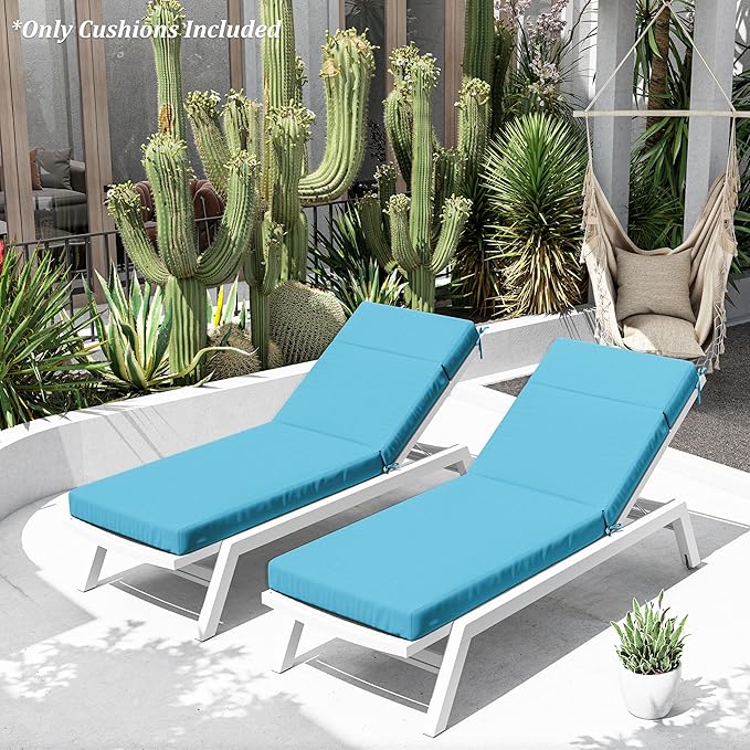 Chaise Lounge Cushion for Outdoor Furniture, Waterproof Fade and Tear Resistant Lounge Deck Chair Cushions for Patio Lawn Pool Resort Hotel