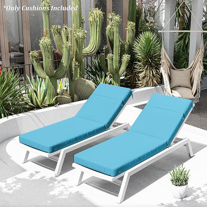 Chaise Lounge Cushion for Outdoor Furniture, Waterproof Fade and Tear Resistant Lounge Deck Chair Cushions for Patio Lawn Pool Resort Hotel
