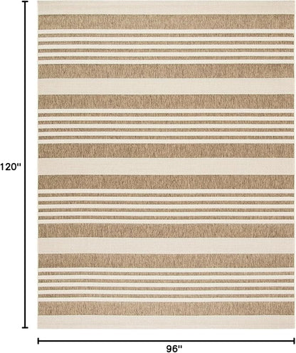 SAFAVIEH Washable Rug Outdoor Courtyard Collection - 8' x 10', Brown & Bone, Non-Shedding & Easy Cleaning, Ideal for Patio, Backyard, Mudroom, DIning Space (CY6062-242)