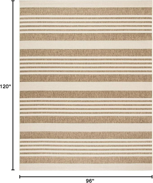 SAFAVIEH Washable Rug Outdoor Courtyard Collection - 8' x 10', Brown & Bone, Non-Shedding & Easy Cleaning, Ideal for Patio, Backyard, Mudroom, DIning Space (CY6062-242)