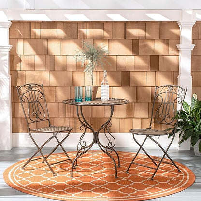 SAFAVIEH PAT5028A Outdoor Collection Semly Pearl White 3-Piece Bistro Set
