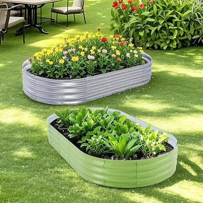 Galvanized Raised Garden Bed, 8×4×1FT Thickening Planter Boxes Outdoor, Raised Beds for Gardening, Easy Assembly Large Garden Bed for Vegetables, Fruits, Flowers (Green, 2-Pack)