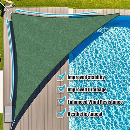 Amagenix Sun Shade Sail 7'X7'X10' Curved Edge Outdoor Shade Canopy Dark Green Breathable 95% UV Block Shade Cloth for Patio Garden Backyard (We Make Custom Size)