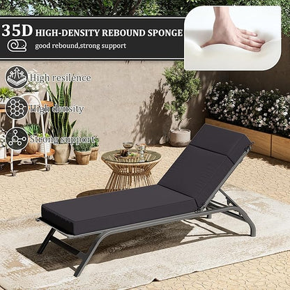 2 Pcs Chaise Lounge Cushions Outdoor, 72" L X 21" W X 4" D Lounge Chair Cushions for Outdoor Furniture, High-Density Foam Patio Chaise Cushion-Waterproof Fade-Resistant ThickPatio lounge chair cushion