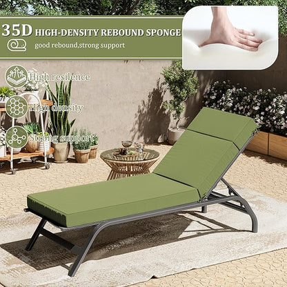 2 Pcs Chaise Lounge Cushions Outdoor, 80" L X 26" W X 4" D Lounge Chair Cushions for Outdoor Furniture, High-Density Foam Patio Chaise Cushion-Waterproof Fade-Resistant ThickPatio lounge chair cushion