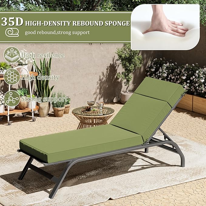 Chaise Lounge Cushions Outdoor, 80" L X 26" W X 4" D Lounge Chair Cushions for Outdoor Furniture, High-Density Foam Outdoor Chaise Cushion-Waterproof Fade-Resistant ThickPatio lounge chair cushion