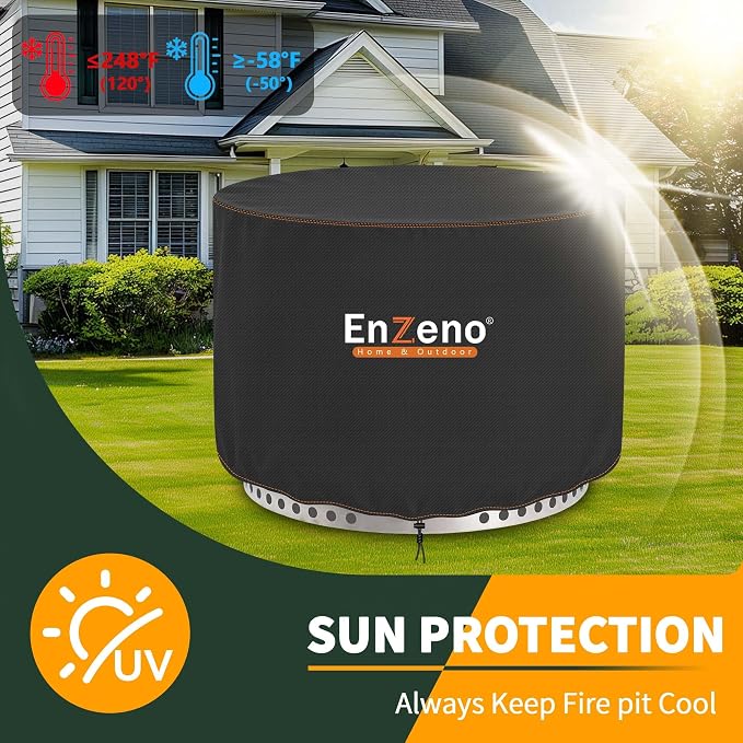 Enzeno Fire Pit Cover Round for Solo Stove Yukon 30-32",Waterproof Oxford Cloth Fire Pit Cover,Fits for Gas/Table/Bowl Fire pits - 33" D X 18" H