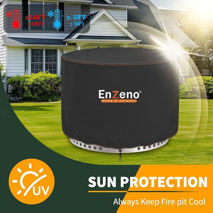 Enzeno Fire Pit Cover Round for Solo Stove Yukon 30-32",Waterproof Oxford Cloth Fire Pit Cover,Fits for Gas/Table/Bowl Fire pits - 33" D X 18" H