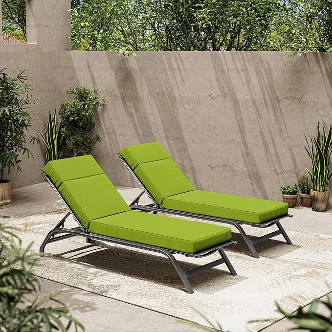 2 Pcs Chaise Lounge Cushions Outdoor, 72" L X 21" W X 4" D Lounge Chair Cushions for Outdoor Furniture, High-Density Foam Patio Chaise Cushion-Waterproof Fade-Resistant ThickPatio lounge chair cushion