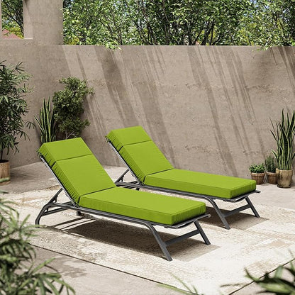 2 Pcs Chaise Lounge Cushions Outdoor, 72" L X 21" W X 4" D Lounge Chair Cushions for Outdoor Furniture, High-Density Foam Patio Chaise Cushion-Waterproof Fade-Resistant ThickPatio lounge chair cushion