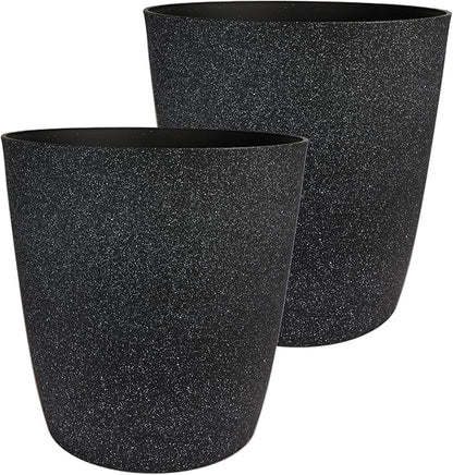 The HC Companies Santa Fe Round Self-Watering Pot - Lightweight Plastic Planter for Herbs & More - Durable Plant Pots for Indoor Plants & Outdoor Plants (16" Black Sand, Pack of 2)