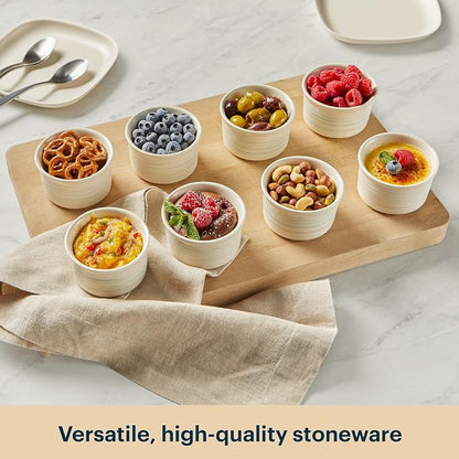 Pyrex 8-Piece, 6oz Ceramic Ramekin Bakeware Set, Nonstick Souffle Oven Pans, Bakers, For Baking, Roasting, Steaming