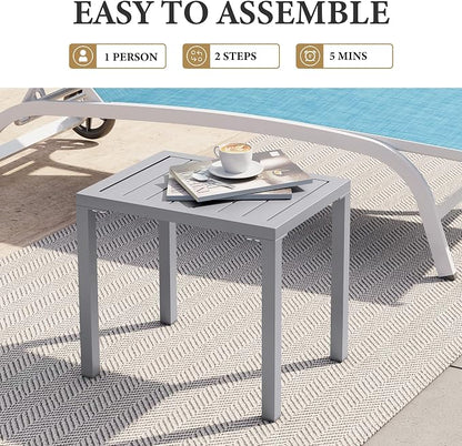 Crestlive Products Outdoor Side Table,Aluminum Rectangular Side/End Table, Small Patio Coffee Bistro Table for Outdoor Indoor