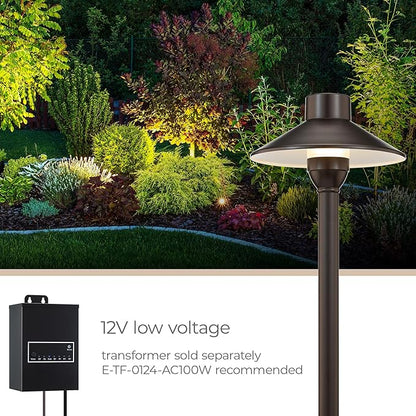 Amped Landscape Lighting Cone 12V Path and Area Light with G4 Socket in Bronze Powder Coated Aluminum