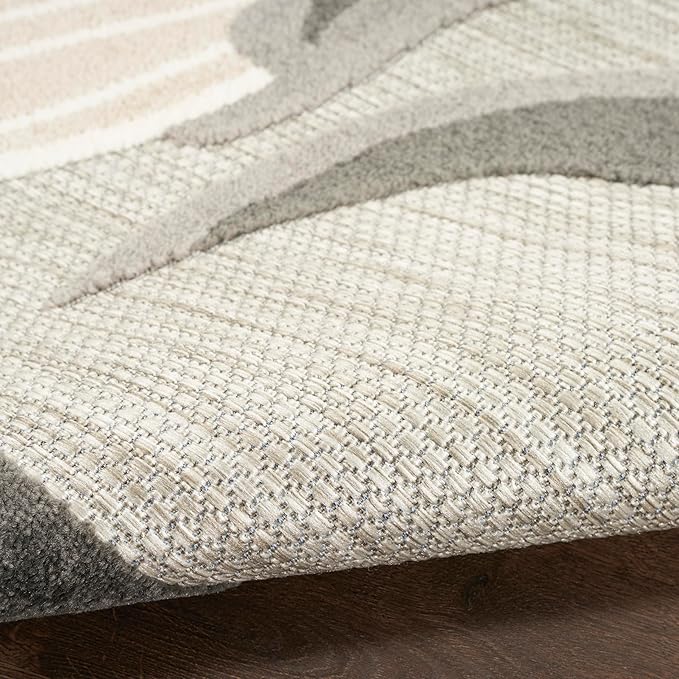 Nourison Home Aloha Indoor/Outdoor Beige 6' x 9' Area-Rug, Easy-Cleaning, Non Shedding, Bed Room, Living Room, Dining Room, Kitchen, Backyard, Deck, Patio (6x9)
