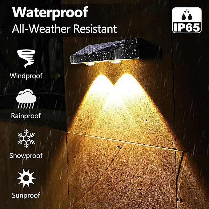 Brizled Solar Fence Lights Outdoor, 6 Modes 2700/4500/6500K 250ml Fence Solar Lights, IP65 Waterproof Outdoor Wall Light Landscape Lighting for Backyard Garden Patio Deck Railing Wall Poolside, 8 Pack