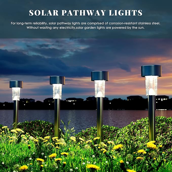 SOLPEX Solar Garden Lights Outdoor, 6 Color 12 Pack Stainless Steel Led Pathway Lights,Halloween/Christmas Solar Decorative，Christmas Decor for Patio, Lawn, Yard,Landscape and Walkway