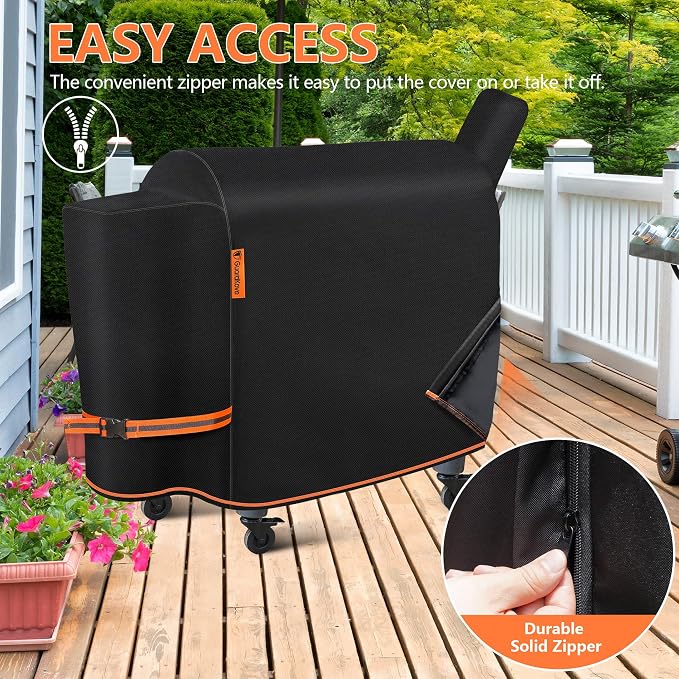 [Upgraded 1000D Heavy Duty Fabric]Grill Cover for Traeger Pro 34/780 Series, Waterproof Wood Pellet Smoker Cover, Tear & Fade Resistant with Buckle,Zipper, for Treager Pro 34/780/Texas 34, Z Grills700