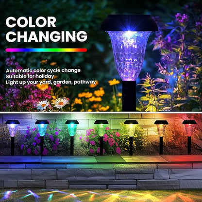 TISEJOY Solar Pathway Lights Outdoor Waterproof 16 Pack Color Changing Garden Light for Yard Patio Driveway Walkway Lawn Landscape Lighting for Outdoor 4th of July Decorations