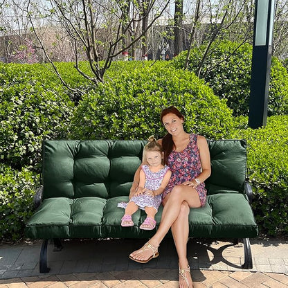 Swing Replacement Seat Cushions, 2-3 Seater Bench Cushions for Outdoor Furnitur with Backrest, Garden Recliner Seat Cushions Waterproof Sofa Pads (Dark Green, 63x40in)