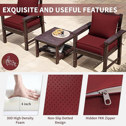 Premium Outdoor Seat Cushion Chair Cushions for Patio Furniture 19 L X 19 W X 4 H Waterproof & Fade Resistant Deep Seat and Backrest Cushion Set with Removable Covers for Chair, Sofa