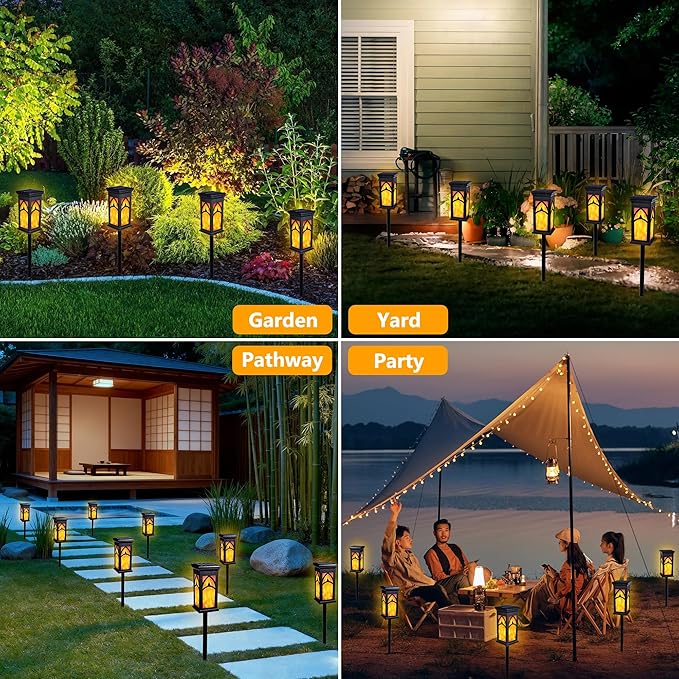 Solar Lights Outdoor, 10 Pack Solar Torch Light with Flickering Flame, Waterproof Garden Lights Outdoor Landscape Lighting, Flame Torches for Outside Patio Pathway Walkway Yard Lawn Decorations