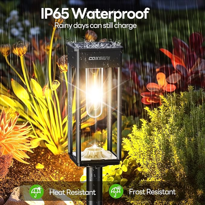 Solar Pathway Lights Outdoor IP65 Waterproof, 6 Pack 3000K LED Auto On/Off Walkway Landscape Light for Yard Lawn Garden Patio Driveway Outside Decor, Warm White