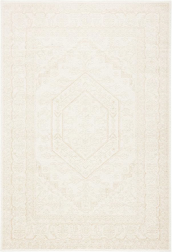 SAFAVIEH Adirondack Collection Area Rug - 5'1" x 7'6", Ivory & Beige, Oriental Medallion Design, Non-Shedding & Easy Care, Ideal for High Traffic Areas in Living Room, Bedroom (ADR108E)