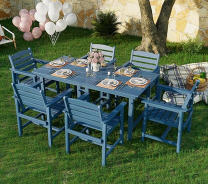 Anbuy Patio HDPE Dining Table Sets,Removable 2-in-1 Outdoor Patio Table,Dining Table for 6,Sun-Resistant and Easy to Clean, Low Maintenance for Balcony, Backyard, Lawn, Garden(Blue)