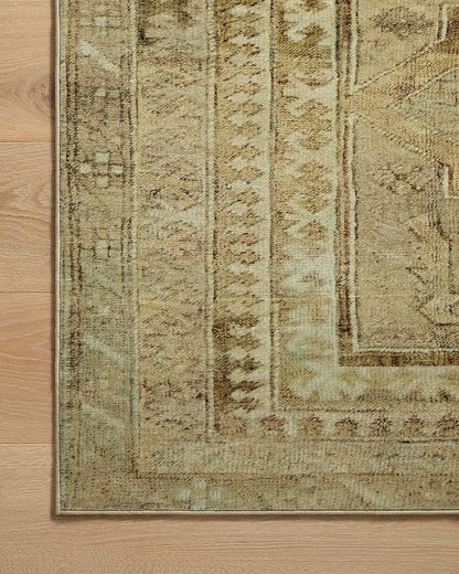 Loloi Magnolia Home by Joanna Gaines Sinclair Collection SIN-02 Khaki/Tobacco 3'-6" x 5'-6", .25" Pile Height, Machine Washable, Accent Rug