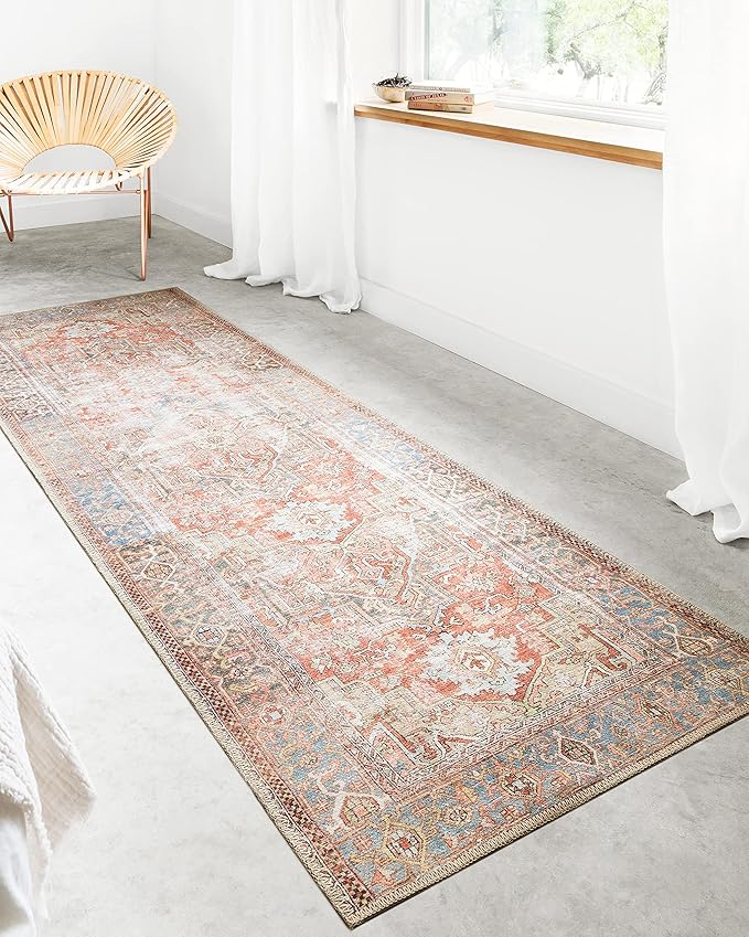 Loloi Loren Collection LQ-15 Terracotta/Sky 3'-6" x 5'-6" Accent Rug