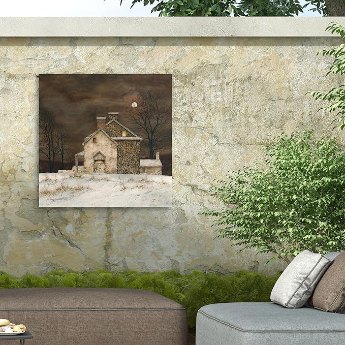 Outdoor Canvas Art - Bradley Hendershot 'MOONRISE AT FLAGG FARM' Wall Art for Outdoor Spaces, Patios, or Gardens by Trademark Fine Art