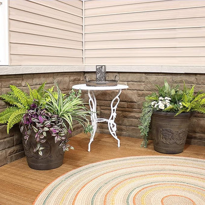 Sunnydaze 19.5-Inch Arabella Large Plastic Pot for Plants - Outdoor Double-Walled Polyresin Large Plastic Planter with Drillable Drainage Holes - Sable - 4-Pack
