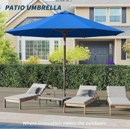 PatioKingdom 10FT Patio Umbrella with Push Button Tilt and Crank, Outdoor Market Umbrella with 8 Fiberglass Ribs, UV Protection Table Umbrella for Pool,Backyard,Garden,Deck(Royal Blue, 10FT)