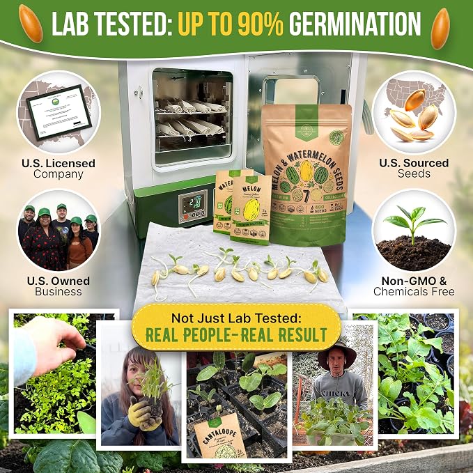 Organo Republic 7 Melon & Watermelon Seeds Variety Pack 480+ Non-GMO Heirloom Fruit Seeds for Planting Fruits in Individual Seed Packets, Home Garden Seeds for Hydroponic, Indoor & Outdoors Gardening
