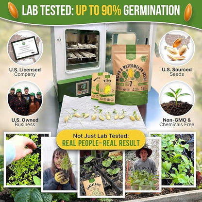 Organo Republic 7 Melon & Watermelon Seeds Variety Pack 480+ Non-GMO Heirloom Fruit Seeds for Planting Fruits in Individual Seed Packets, Home Garden Seeds for Hydroponic, Indoor & Outdoors Gardening