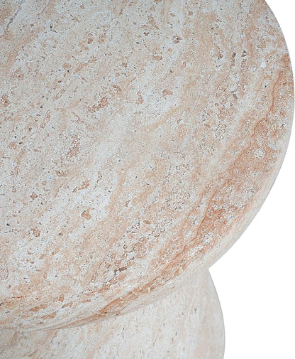 Christopher Knight Home Jaym 20.5" H Indoor Outdoor Accent Side Table, Patio Decorative End Table, Round Top Lightweight Concrete Garden Stool for Patio Balcony & Garden Decor, Travertine