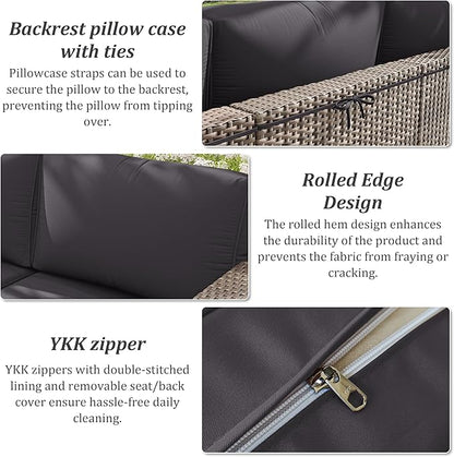 14 Pcs Outdoor Cushion Slipcovers Outdoor Patio Cushion Covers Replacement Waterproof with Zipper for Outdoor Furniture, Patio Sofa Couch 3 Sizes, Covers Only