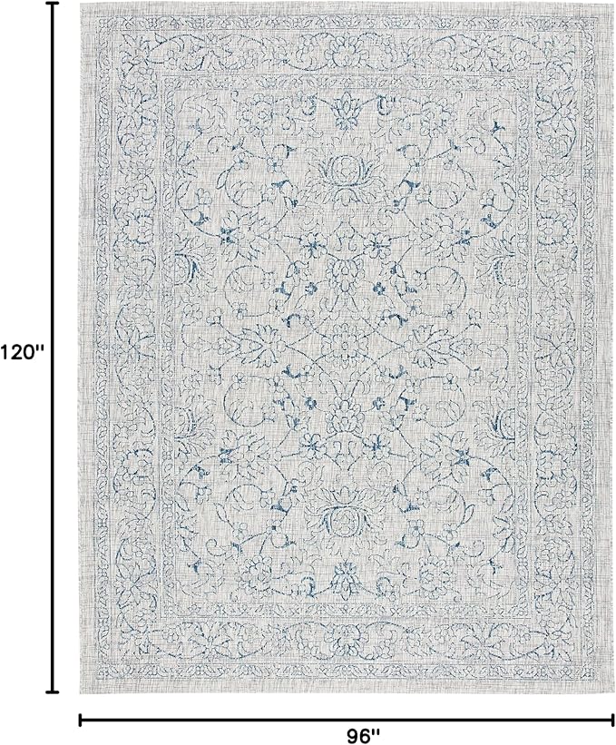 SAFAVIEH Courtyard Collection 8' x 10' Grey/Navy CY8680 Indoor/ Outside Waterproof Easy cleansingPatio Backyard Mudroom Area Mat