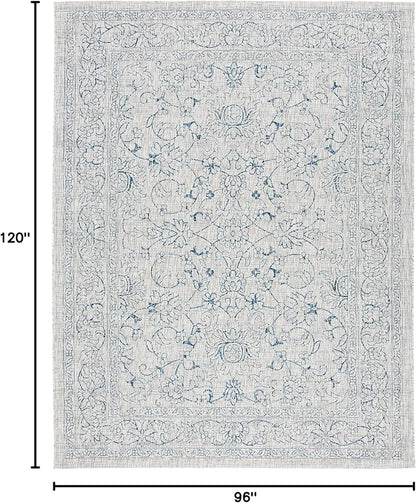 SAFAVIEH Courtyard Collection 8' x 10' Grey/Navy CY8680 Indoor/ Outside Waterproof Easy cleansingPatio Backyard Mudroom Area Mat