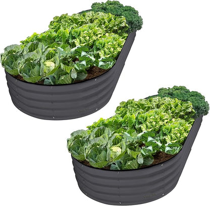 Plant & Plot Galvanized Raised Garden Beds Outdoor // 8×4×1 ft (2-Pack) Planter Raised Beds for Gardening, Vegetables, Flowers // Large Metal Garden Box // Patented Tool-Free Design (Gray)