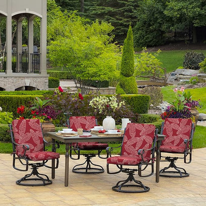 Arden Outdoor Patio Dining Chair Cushion, 20x44, Rain-Proof Seat Pad, Fade-Resistant Outdoor Cushion Red Leaf Palm
