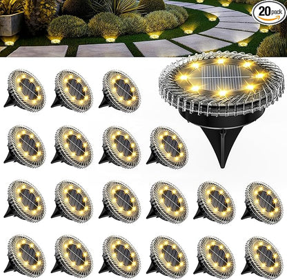 PATIOWIN 20 Pack Small Solar Ground Lights, Pathway Lights Waterproof, Outdoor Solar Light for Garden, Driveway, Walkway, Backyard (Warm White)