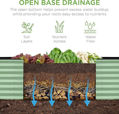 Best Choice Products 8x2x2ft Outdoor Metal Raised Garden Bed, Rectangular Deep Root Planter Box for Vegetables, Flowers, Herbs, and Succulents w/ 239 Gallon Capacity - Sage Green