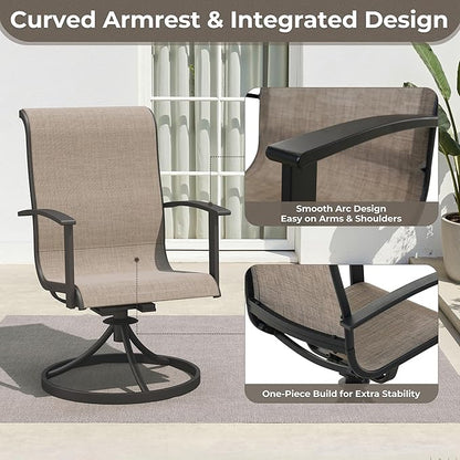 Grand patio Outdoor Swivel Dining Chairs 4-Piece Patio Dining Chairs Set Mesh Sling Patio High Back Swivel Rockers, Mixed Coffee