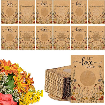Fumete 150 Pcs Let Love Grow Seed Packets Cool Wedding Favors for Guests Kraft Envelope Kraft Bag with Window Flower Resealable Seed Storage Packets for Wedding Party Favors Bridal Shower