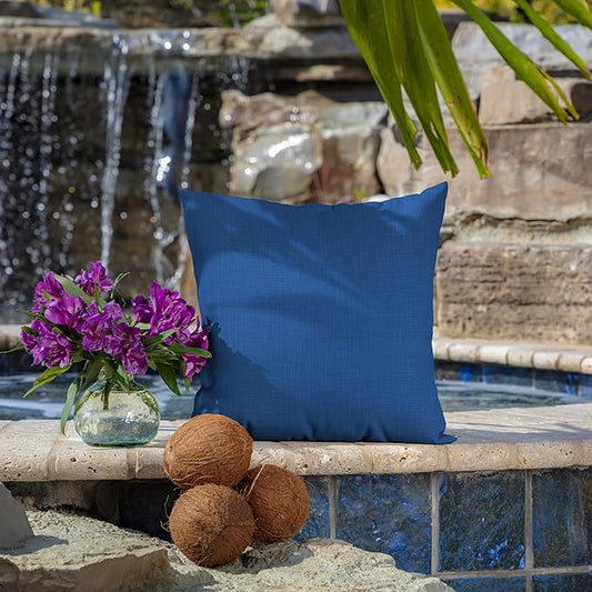 Arden Outdoor Toss Pillow, 2 Pack, 16 x 16, Rain-Proof, Fade Resistant Cobalt Blue Texture
