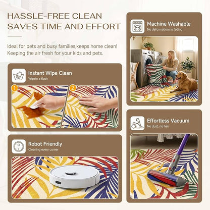 5x8 Indoor Outdoor Area Rug Washable Patio Rug Multicolored Non Slip Non Shedding Waterproof Carpet for Living Room Bedroom Backyard Porch Camping RV Balcony Poolside