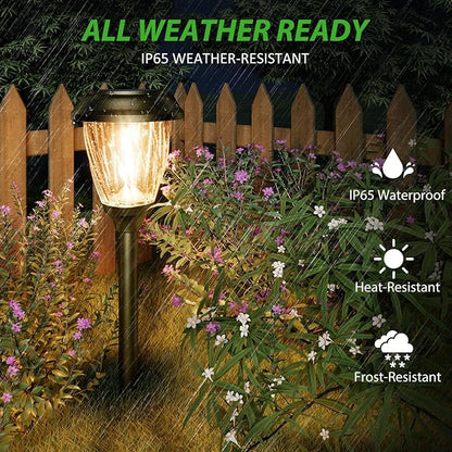 XMCOSY+ Solar Pathway Lights Outdoor, 6 Pack Decorative Bubble Glass Garden Lights, 10/25 LM Brightness Warm White Glow, Auto On/Off Waterproof Landscape Lighting for Yard Walkway Driveway Lawn Patio