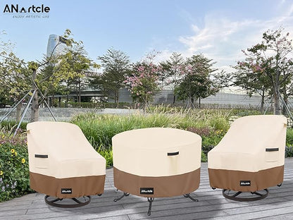 Round Patio Table Cover 50"DIA x 23"H, 100% Waterproof, Heavy Duty, Beige&Brown